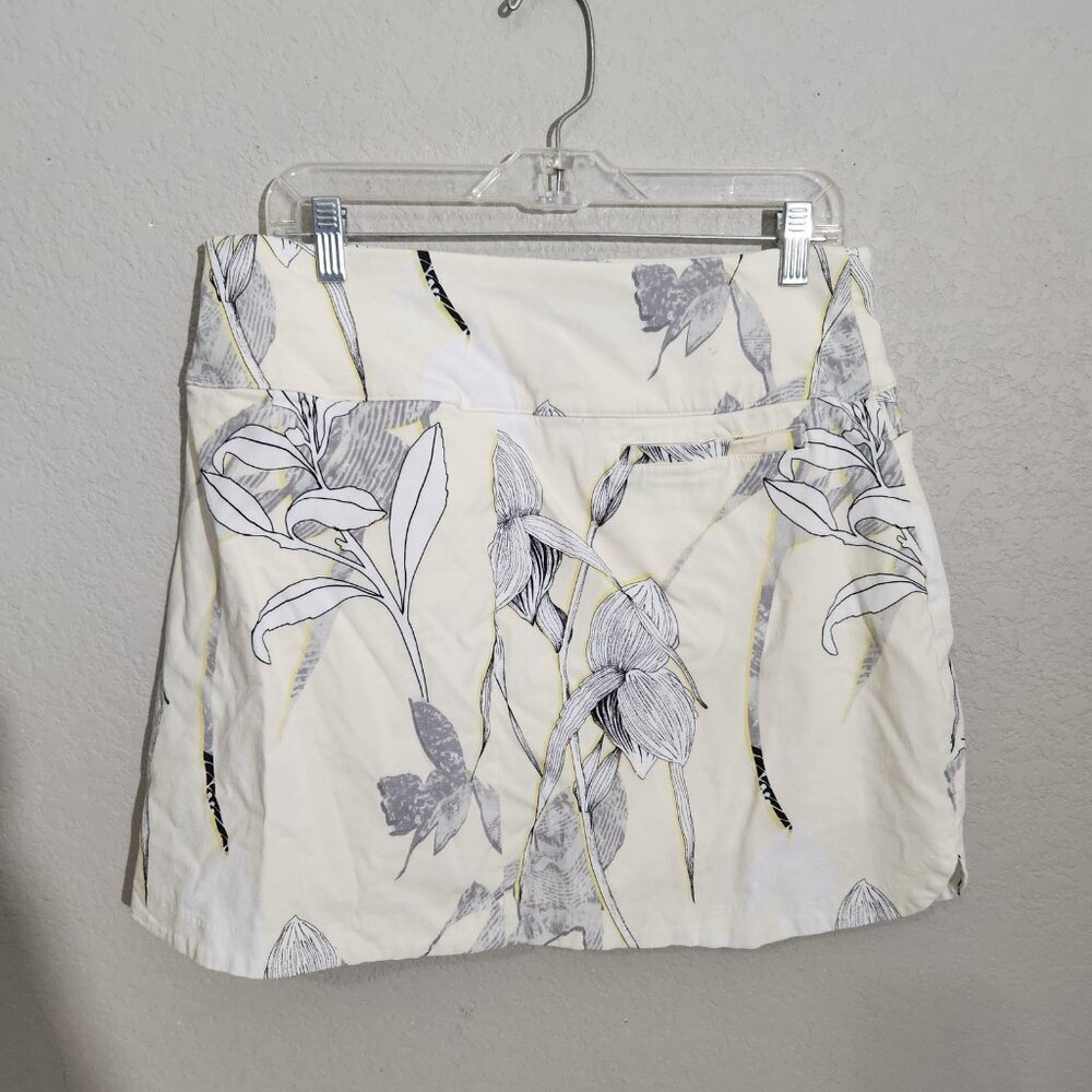 Lady Hagen Summer Skirt Skort Built-In Shorts Large Yellow Cream White Gr Floral - Picture 2 of 9
